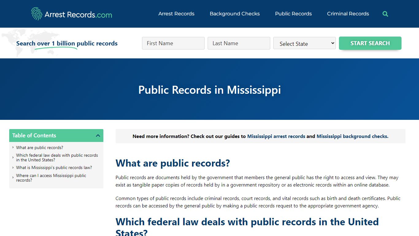 Mississippi Public Records - Arrest Records.com